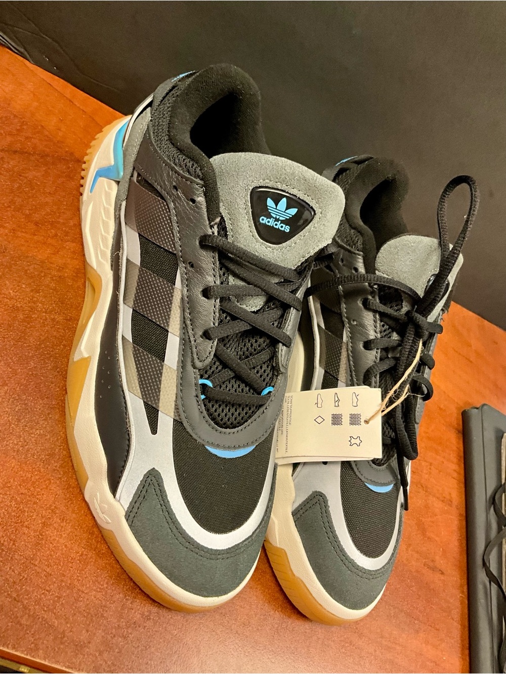 adidas Men’s Black, Gray & Light Blue Chunky Retro Trainers